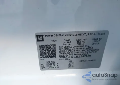 2020 GMC Terrain Fwd Slt z USA, uszkodzony, nr VIN 3GKALPEV2LL342909